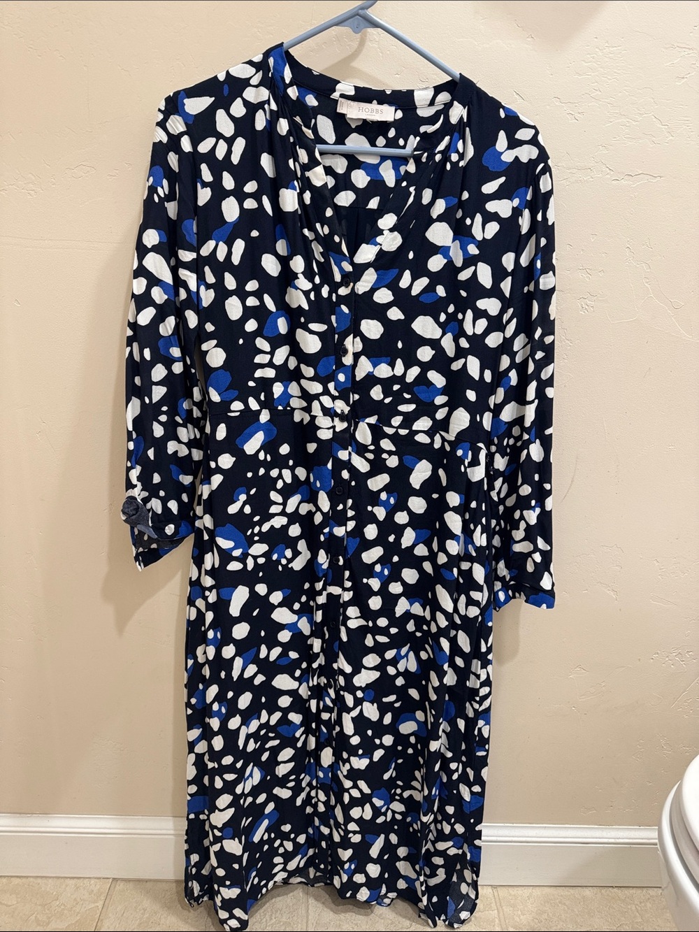 Blue & White Patterned Midi Dress by Hobbs